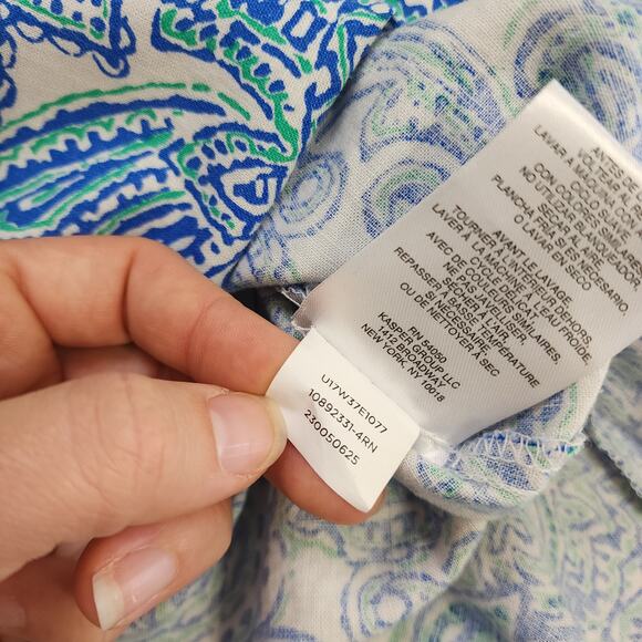 Jones New York Womens Linen Blend Kelly Paisley Print Blouse Plus Size 2X V Neck - Picture 9 of 11